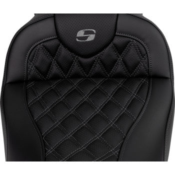 SADDLEMEN Roadsofa™ Seat - with Backrest - Dark Gray Stitch - FL '08-'23 A808-07R-182GRE