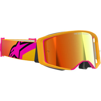 ALPINESTARS Goggles Supertech Goggles - Corp - Yellow/Pink - ABS Vision - Red Mirror 5100325-5023