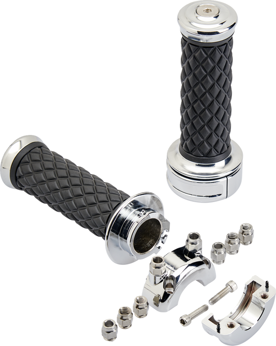 BILTWELL Grips - Alumicore - Custom - Chrome 6606-105-01