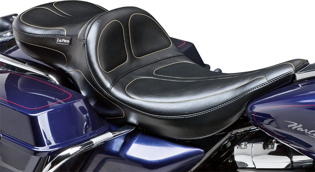 LE PERA Maverick Daddy Long Legs Seat - Black - Stitched - FLHR '02-'07 LH-957RKDL