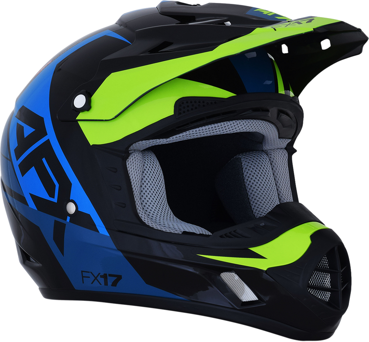 AFX FX-17 Helmet - Aced - Blue/Lime - Large 0110-6501