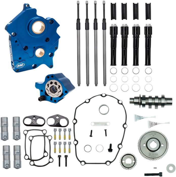 S&S CYCLE Cam Chest Kit with Plate M8 - Gear Drive - Water Cooled - 465 Cam - Black Pushrods 310-1009A