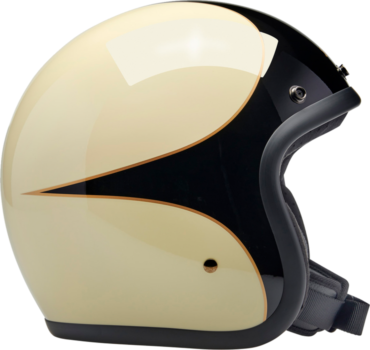 BILTWELL Bonanza Motorcycle Helmet - Gloss Vintage White/Black Scallop - XL 1001-559-205