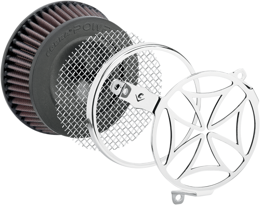 COBRA Cross Air Filter - Chrome 606-0102-02