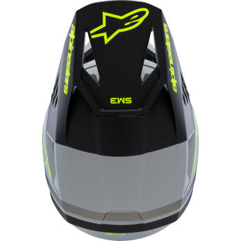 ALPINESTARS Youth SM3 Motorcycle Helmet - Radium - Matte Gray/Black/Yellow Fluo - Small 8301825-9510-YS