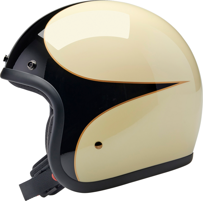 BILTWELL Bonanza Helmet - Gloss Vintage White/Black Scallop - Large 1001-559-204