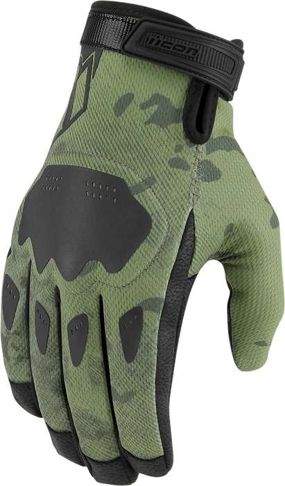 ICON Hooligan™ CE Motorcycle Gloves - Green Camo - 2XL 3301-4406