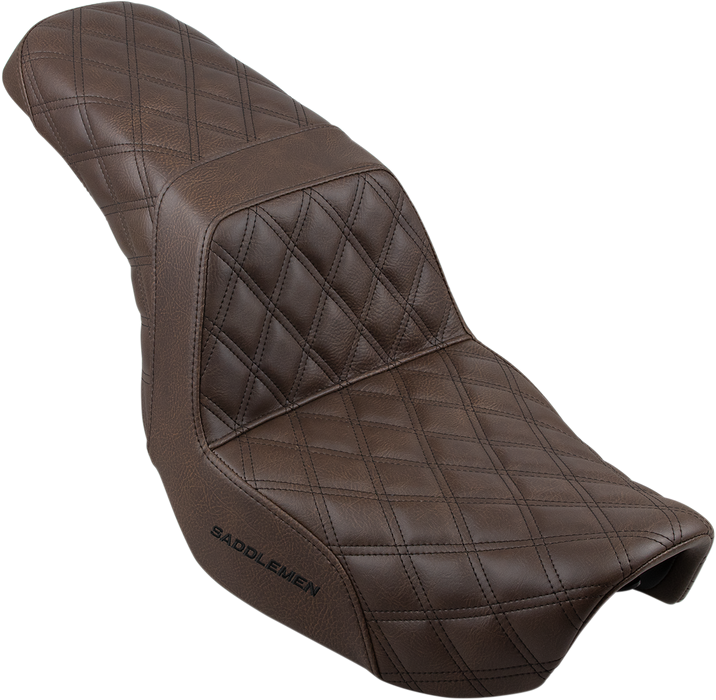 SADDLEMEN Step-Up Seat - Full Lattice Stitch - Brown - Dyna 806-04-175BR