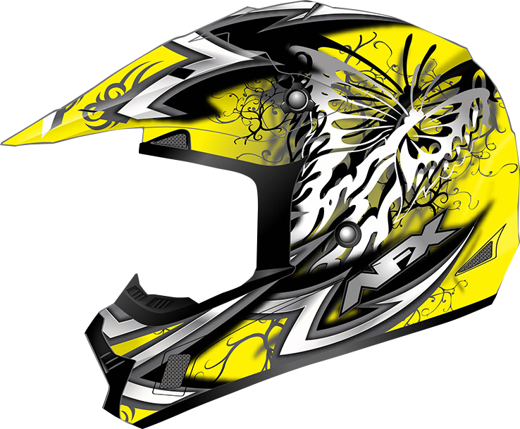 AFX FX-17 Motorcycle Helmet - Butterfly - Matte Yellow - XS 0110-7131