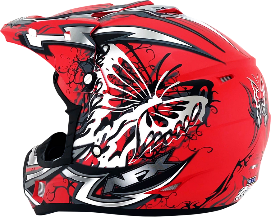 AFX FX-17 Motorcycle Helmet - Butterfly - Matte Ferrari Red - Medium 0110-7118