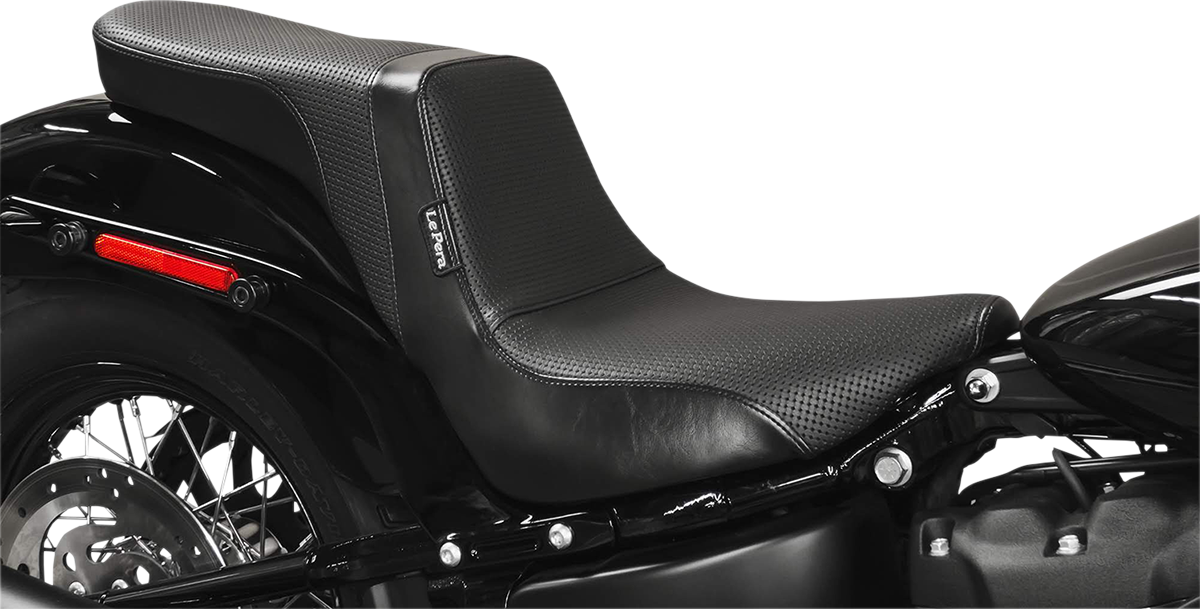 LE PERA Daytona 2-Up Seat - Without Backrest - Basketweave - Black - Softail LYX-543BW