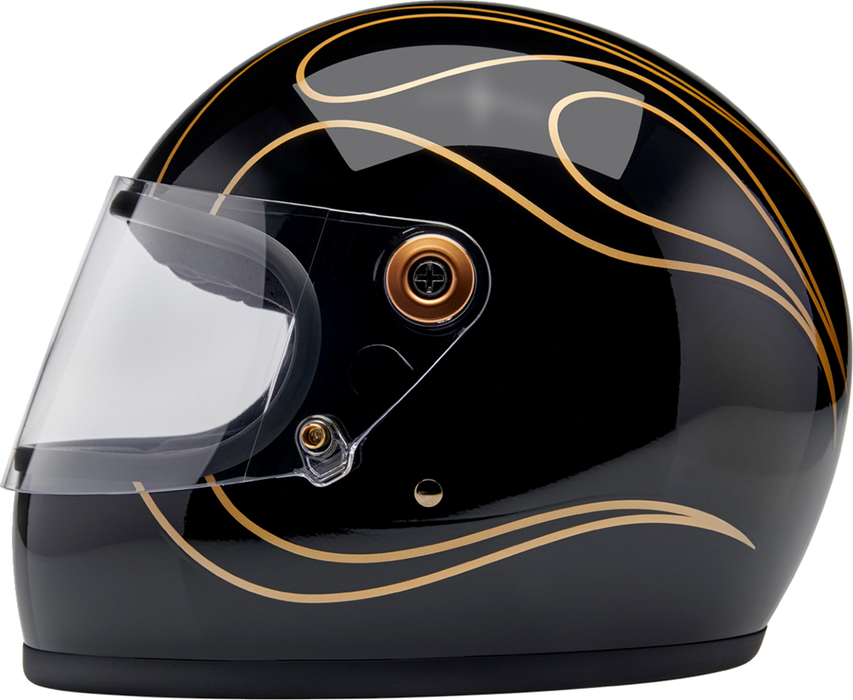 BILTWELL Gringo S Motorcycle Helmet - Gloss Black Flames - XL 1003-567-505