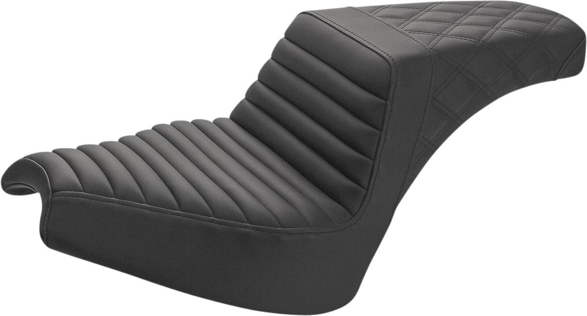 SADDLEMEN Step Up Seat - Front Tuck-n'-Roll/Rear Lattice - Black - Chief I21-04-176