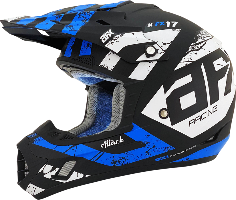 AFX FX-17Y Motorcycle Helmet - Attack - Matte Black/Blue - Medium 0111-1409