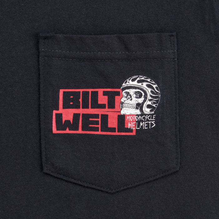 BILTWELL Skull Pocket T-Shirt - Black - Small 8102-077-002