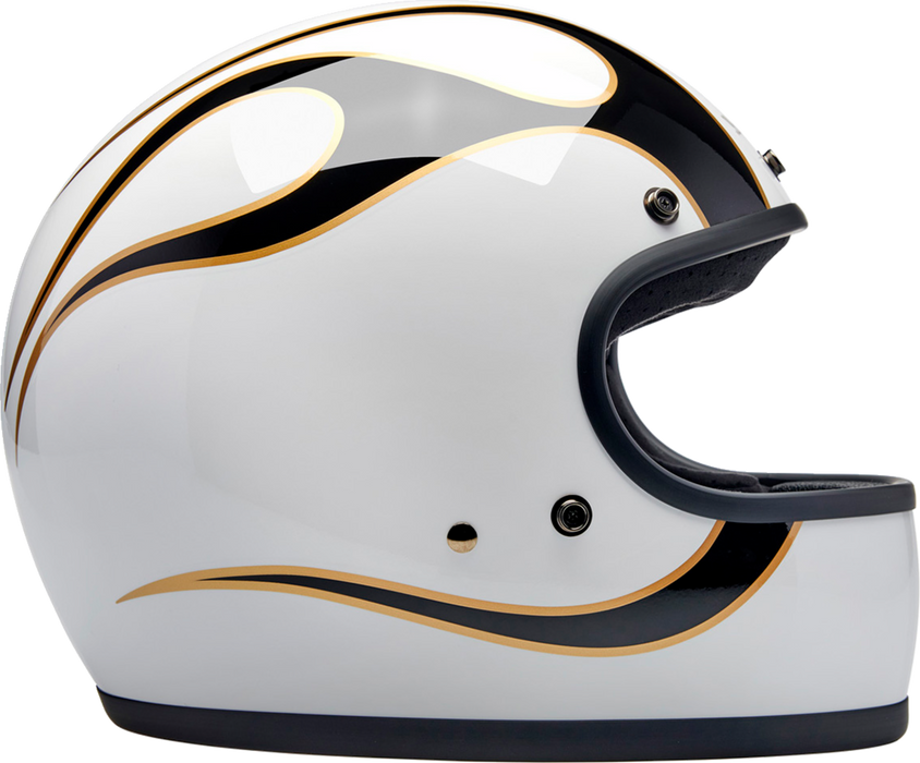 BILTWELL Gringo Helmet - Flames - White/Black - Large 1002-561-504