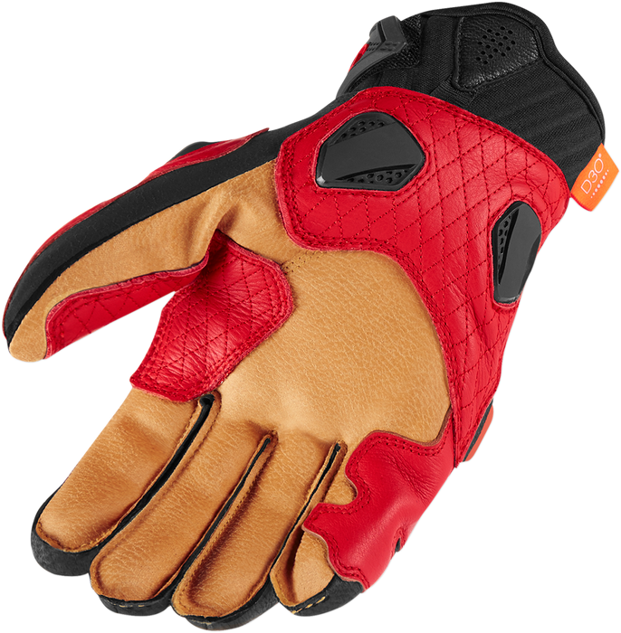 ICON Hypersport™ Short Motorcycle Leather Gloves - Red - Large 3301-3547