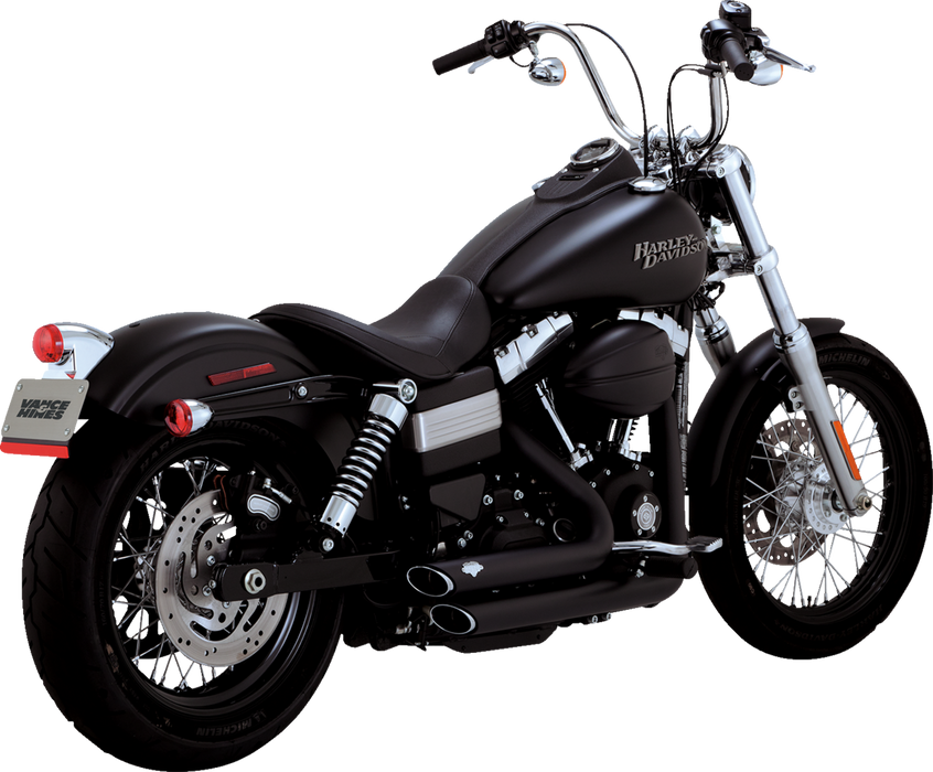 VANCE & HINES Short Shot Staggered Exhaust System - Matte Black Bob /Rider /Super Glide  2010-2017 47327