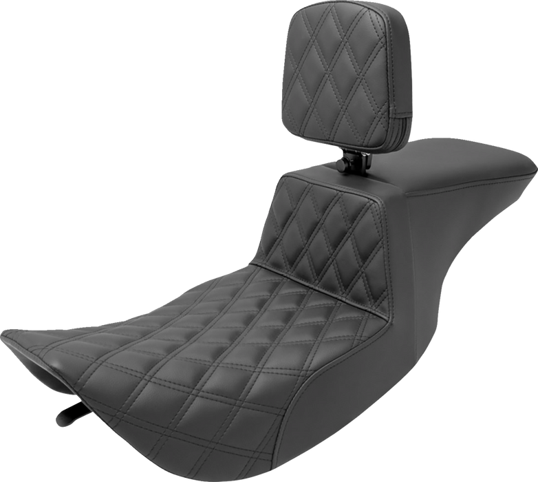 SADDLEMEN Tour Step Up Seat - Rider Backrest - Front Lattice Stitch - FLHR/FLHX '97-'07 897-06-192BR