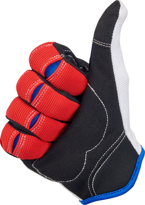 BILTWELL Moto Gloves - Red/White/Blue - Medium 1501-1208-003