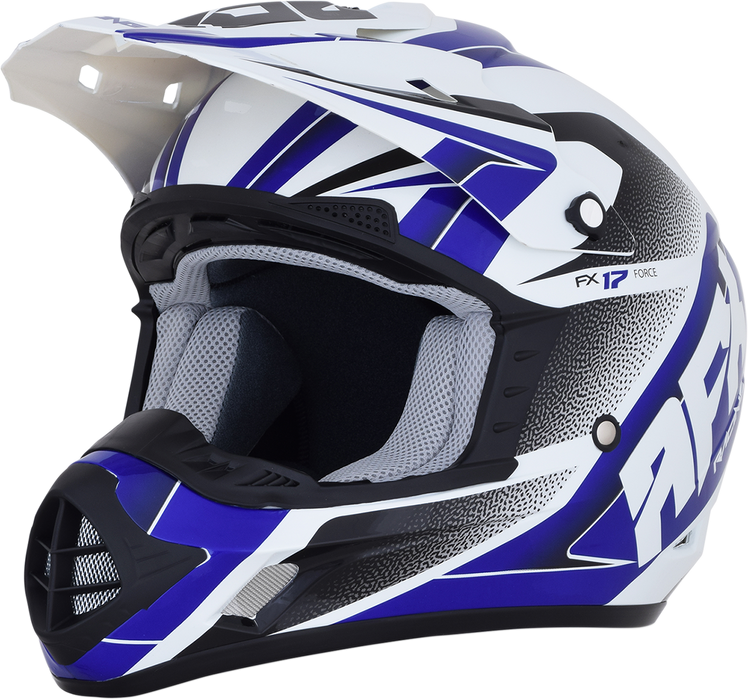 AFX FX-17 Motorcycle Helmet - Force - Pearl White/Blue - Medium 0110-5239