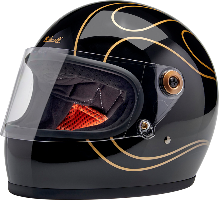 BILTWELL Gringo S Motorcycle Helmet - Gloss Black Flames - Large 1003-567-504