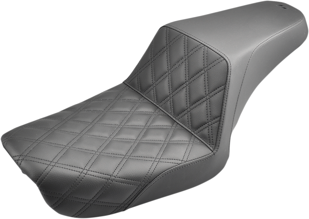 SADDLEMEN Step-Up Seat - Front Lattice Stitch - Black - Dyna 804-04-172