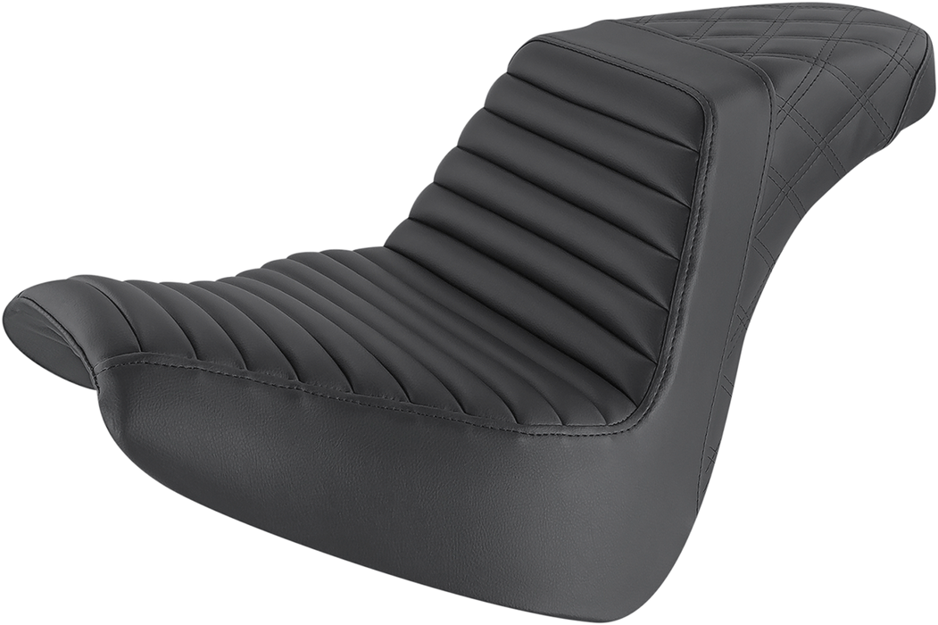 SADDLEMEN Step-Up Seat - Front Tuck-n-Roll/Rear Lattice Stitch - Black 818-31-176