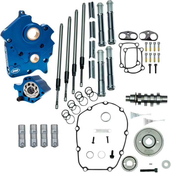 S&S CYCLE Cam Chest Kit with Plate M8 - Gear Drive - Oil Cooled - 475 Cam - Chrome Pushrods 310-1006A