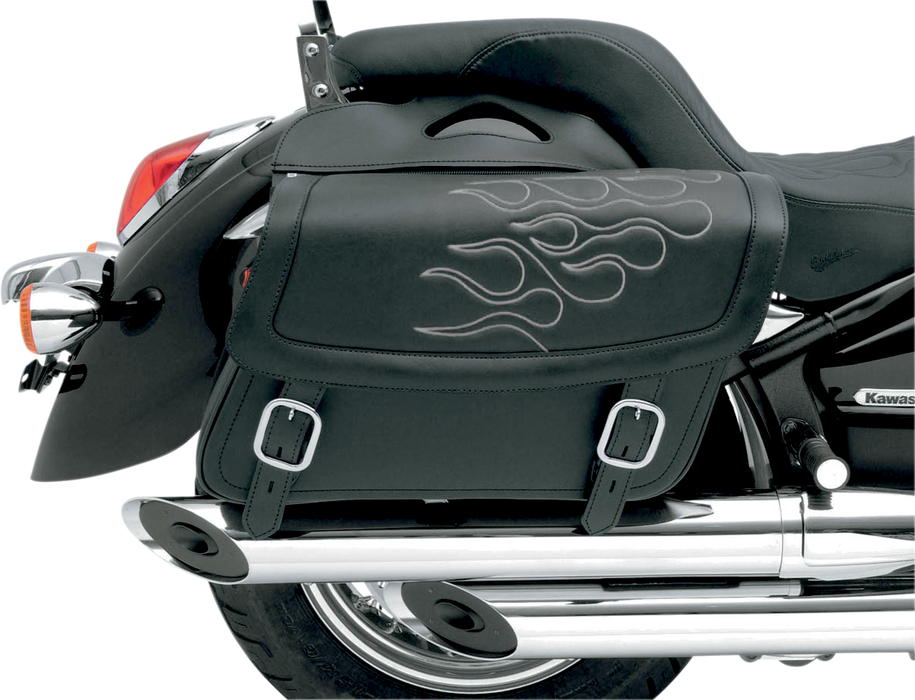 SADDLEMEN Flame Saddlebag - Silver - Jumbo X021-05-0423