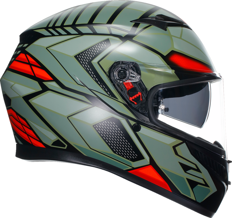 AGV K3 Motorcycle Helmet - Decept - Matte Black/Green/Red - XL 2118381004010XL