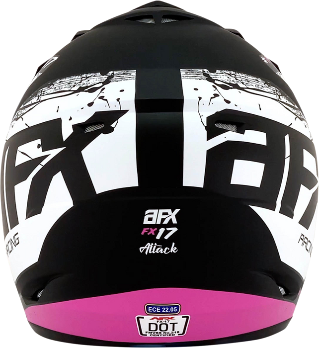 AFX FX-17Y Motorcycle Helmet - Attack - Matte Black/Fuchsia - Large 0111-1413