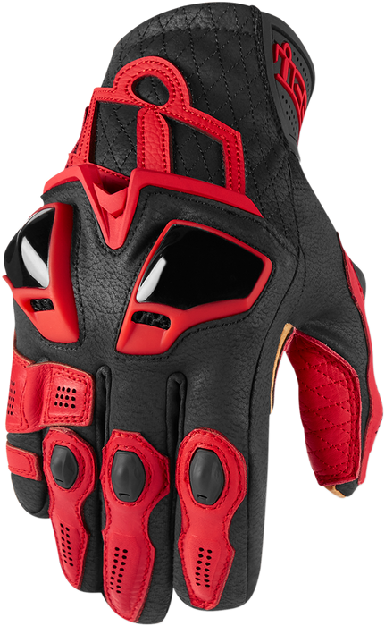 ICON Hypersport™ Short Motorcycle Leather Gloves - Red - Large 3301-3547