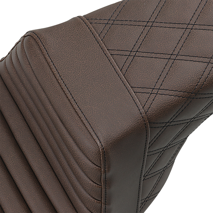 SADDLEMEN Step-Up Seat - Front Tuck-n-Roll/Rear Lattice Stitch - Brown 897-06-176BR