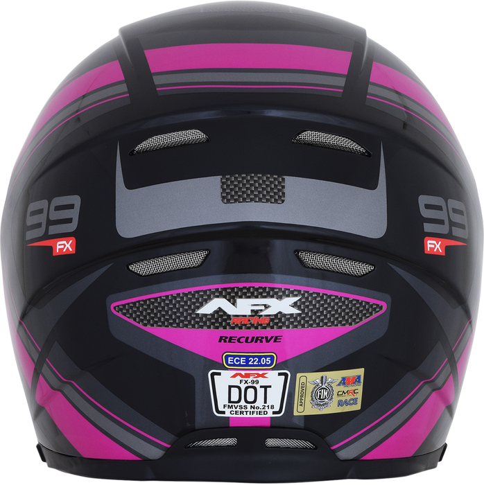 AFX FX-99 Motorcycle Helmet - Recurve - Black/Fuchsia - XS 0101-11101