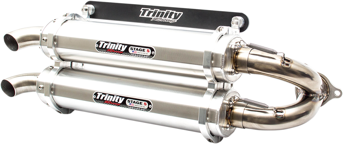 TRINITY RACING Stage 5 Slip-On Dual Muffler - Aluminum TR-4152S