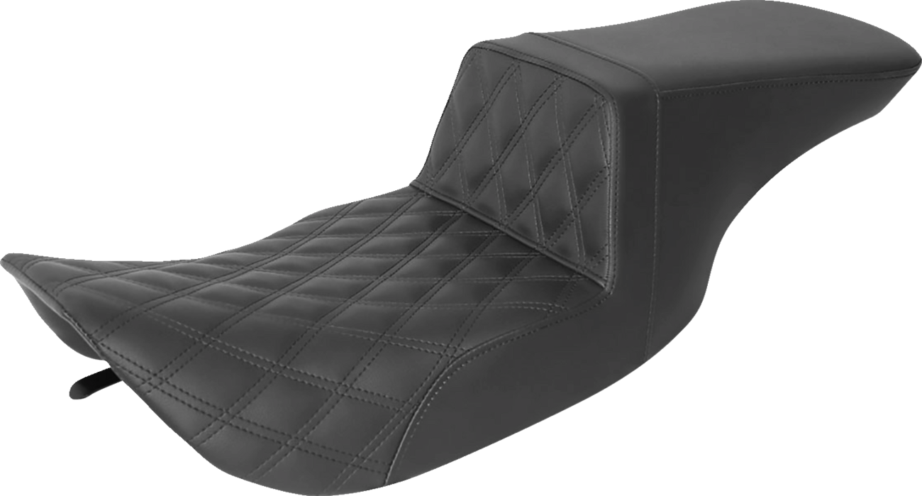 SADDLEMEN Step-Up Seat - Front Lattice Stitch - Black - FLH 897-06-192