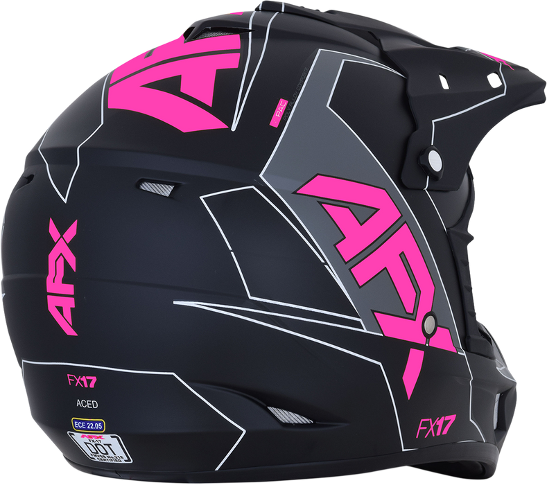 AFX FX-17 Motorcycle Helmet - Aced - Matte Black/Pink - Medium 0110-6511