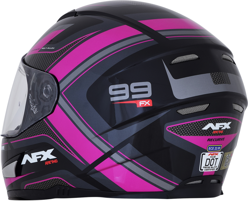 AFX FX-99 Motorcycle Helmet - Recurve - Black/Fuchsia - Large 0101-11104