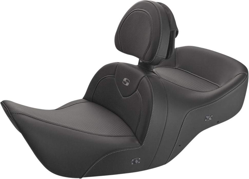 SADDLEMEN Heated Roadsofa Seat - Carbon Fiber - Includes Backrest - Black - GL H01-07-185BRHCT