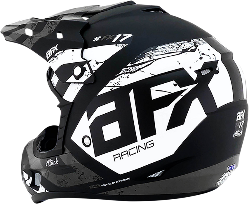 AFX FX-17 Motorcycle Helmet - Attack - Matte Black/Silver - Large 0110-7145