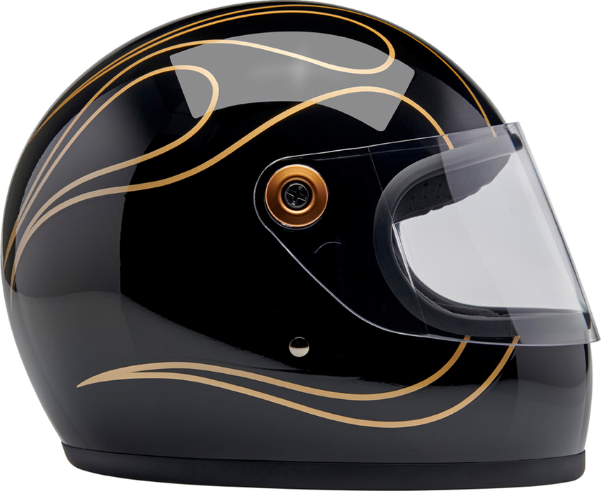 BILTWELL Gringo S Helmet - Gloss Black Flames - XS 1003-567-501