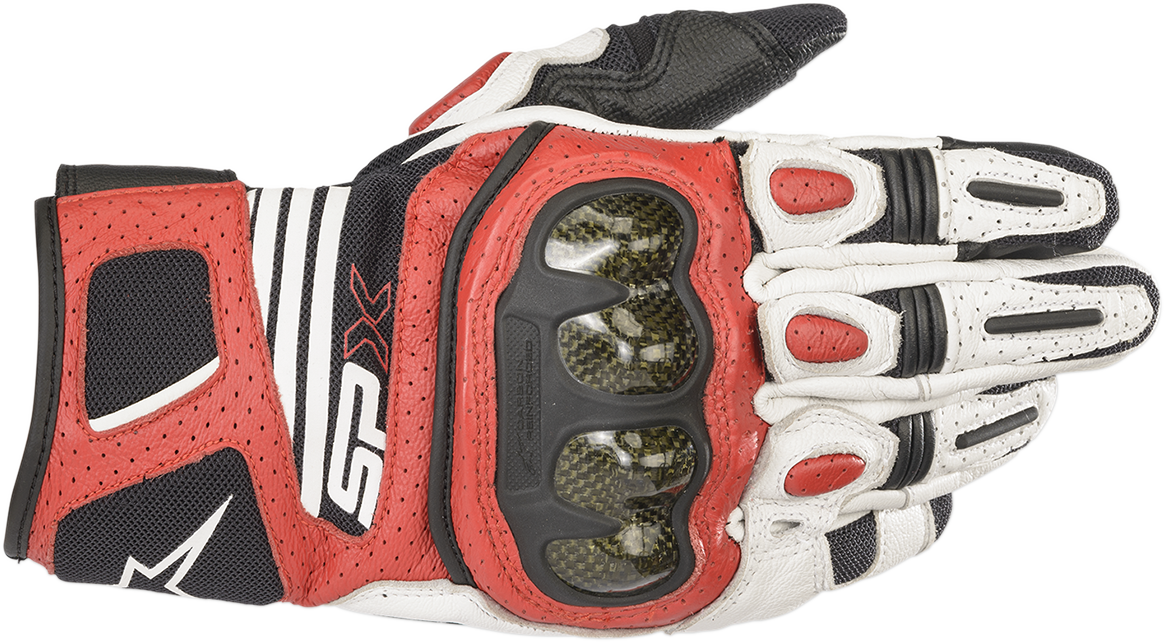 ALPINESTARS SPX AC V2 Gloves - White/Black/Bright Red - XL 3567319-2030-XL