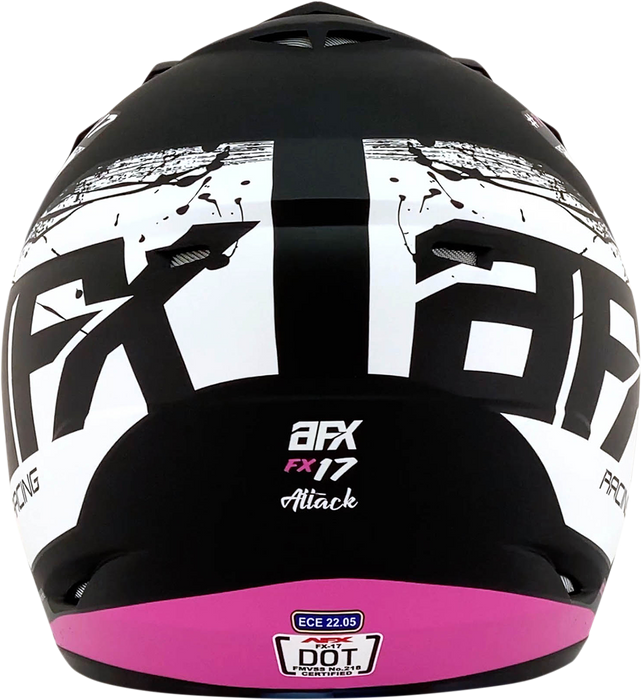 AFX FX-17 Motorcycle Helmet - Attack - Matte Black/Fuchsia - XS 0110-7166