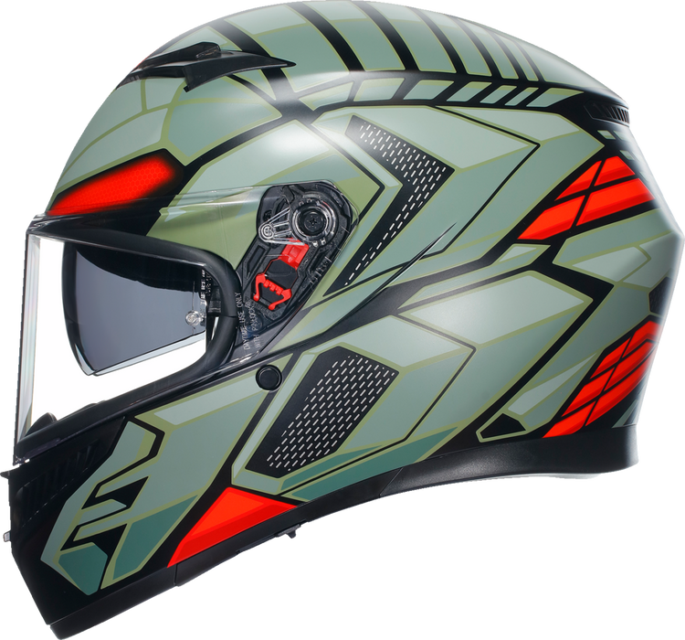 AGV K3 Motorcycle Helmet - Decept - Matte Black/Green/Red - Medium 2118381004010M