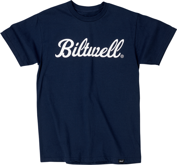 BILTWELL Script T-Shirt - Navy - Large 8101-052-004