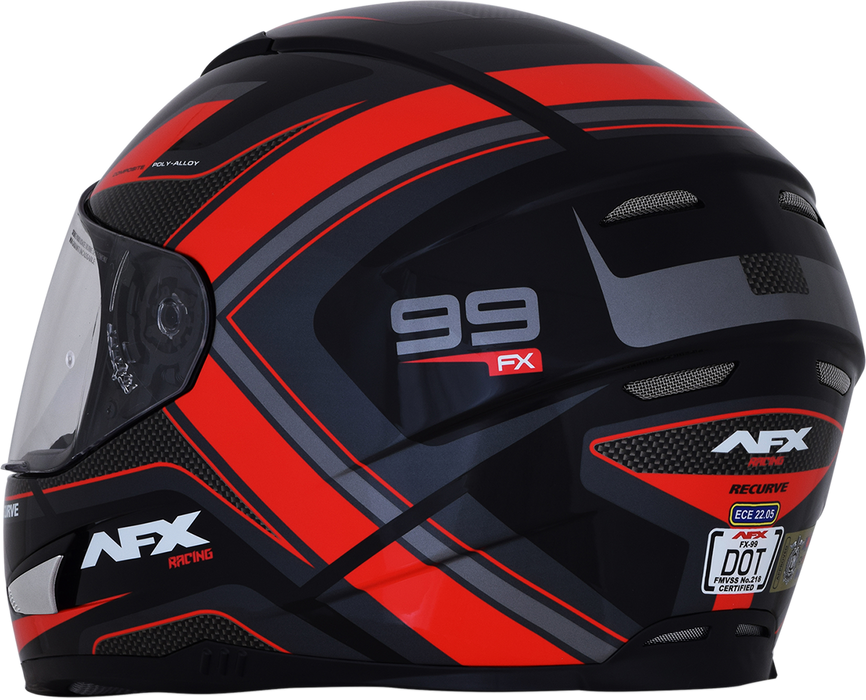 AFX FX-99 Motorcycle Helmet - Recurve - Black/Red - Large 0101-11113