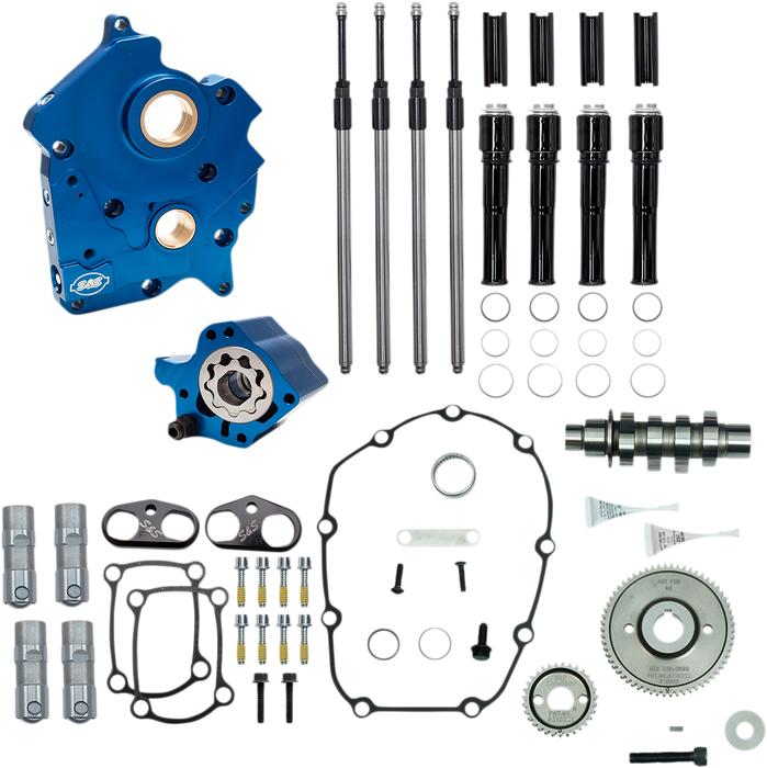 S&S CYCLE Cam Chest Kit with Plate M8 - Gear Drive - Oil Cooled - 475 Cam - Black Pushrods 310-1014A