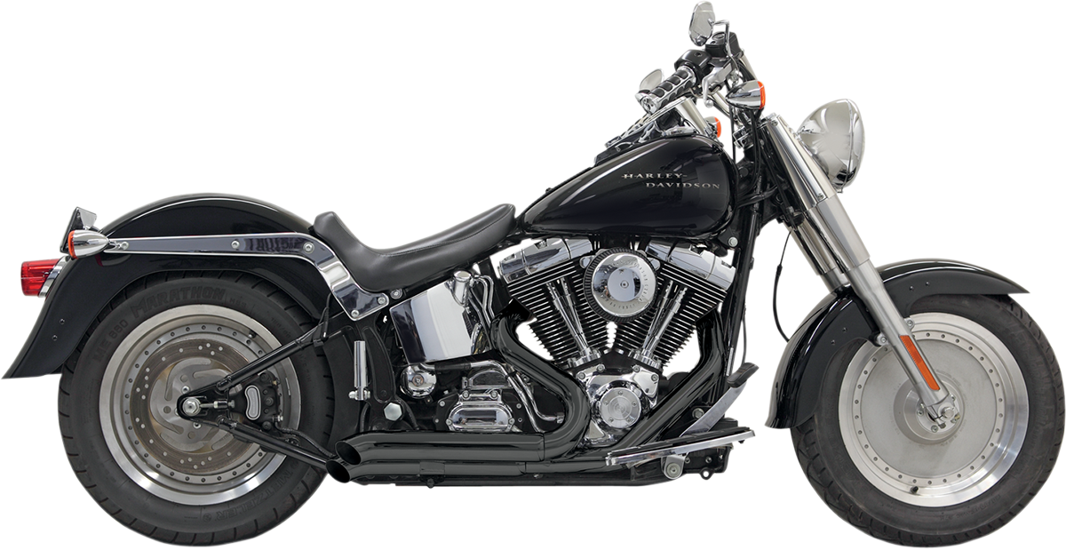 BASSANI XHAUST Pro Street Exhaust - Black - Turn Out - '86-'17 Softail 1S24DB