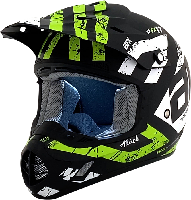 AFX FX-17Y Helmet - Attack - Matte Black/Green - Large 0111-1419